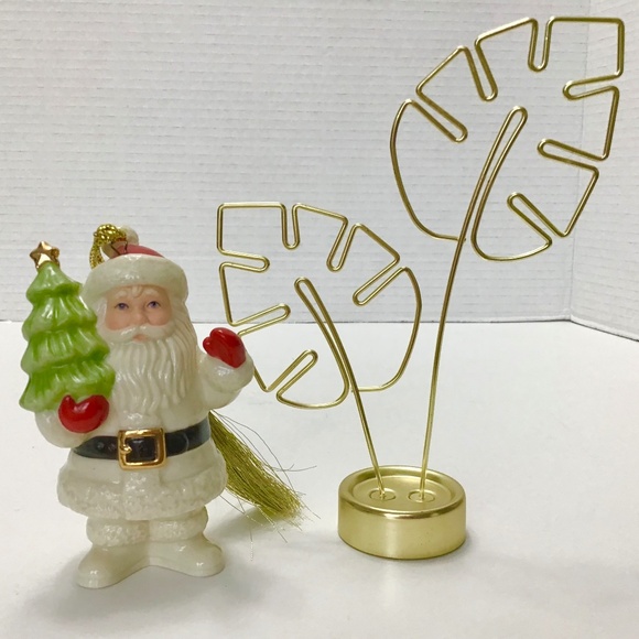 Lenox Very Merry Santa Holding Christmas Tree Porcelain Ornament & Photo Stand - Picture 1 of 11